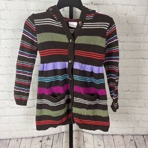 Hanna Andersson Striped Chunky Knit Button Down Sweater Size 6/7